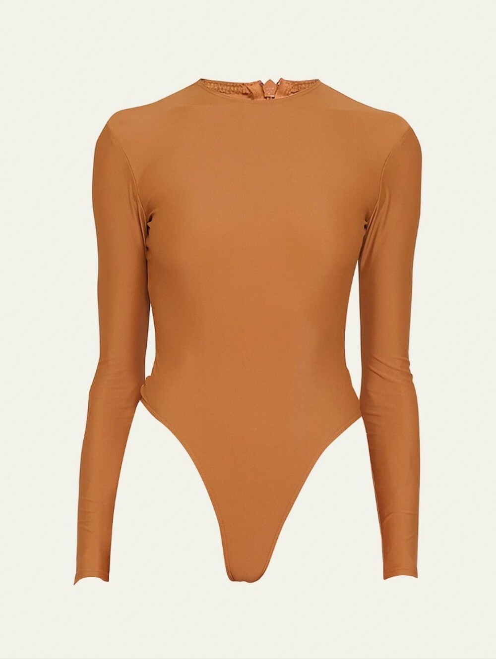 Alex Perry Ryder camel orange long sleeve crew bodysuit